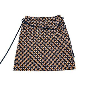 Talbots Womens Wrap Skirt Size 8 Geometric Print High Waist Cotton Blend